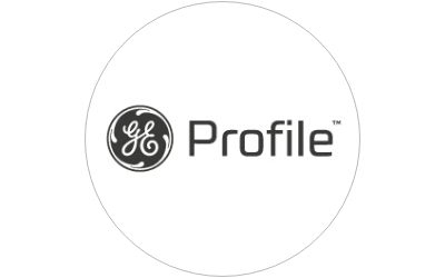 GE Profile logo in thin grey outlined circle icon